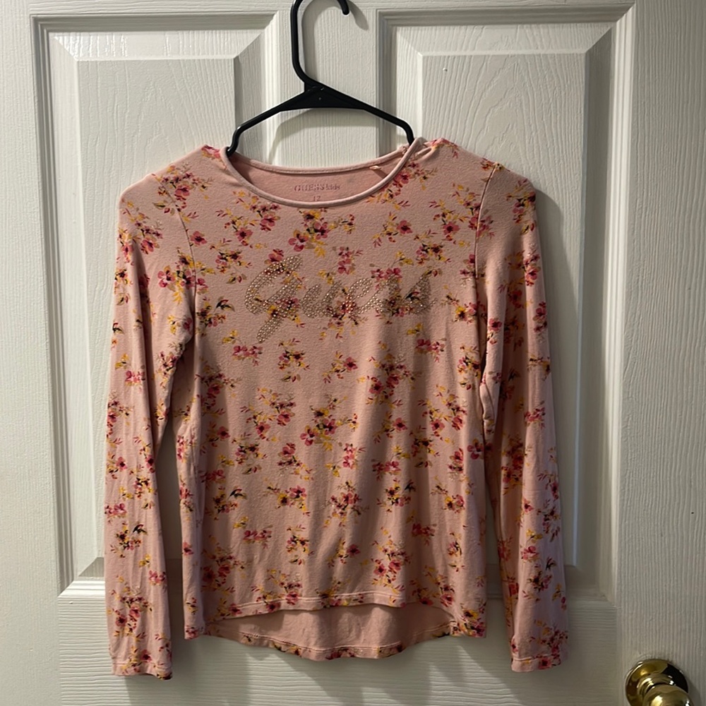 GUESS KIDS LONG SLEEVE FLORAL PINK